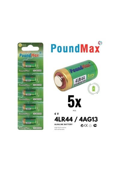 Poundmax Alkalin 5x 4lr44 4ag13, L1325 , 6v 1x 5&apos Li Paket