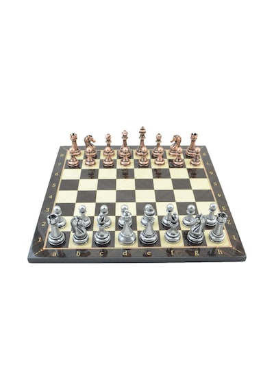 Metal Klasik Satranç Takımı Antik Ve Ceviz Desenli Mdf Ahşap Sat