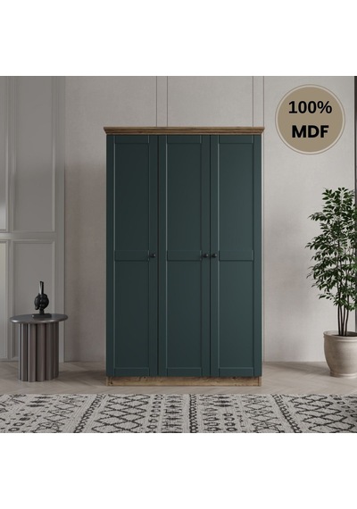 Dali 3 Kapılı Mdf Country Gardırop Yeşil