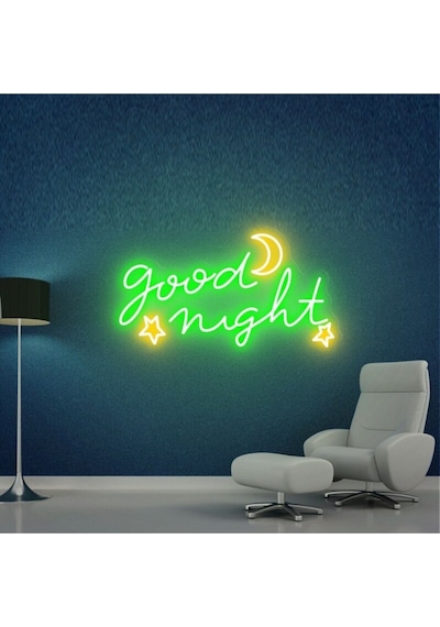 Good Nıght Yazılı Ve Şekilli Neon Tabela Yeşil