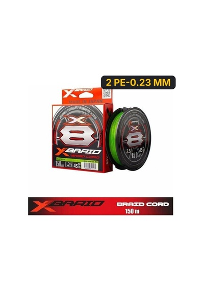 Ygk X035 Braid Cord Pe X8 150m Fluo Green İp Misina 2 Pe-0.23 Mm