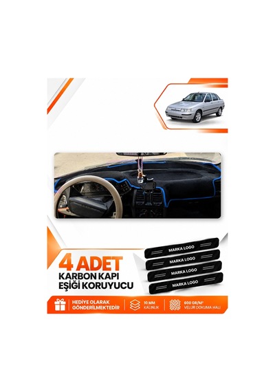Lada Vega 1995-2007 Uyumlu Ön Torpido Koruma Kılıfı Halısı Koruyucu Örtüsü - Siyah Mavi