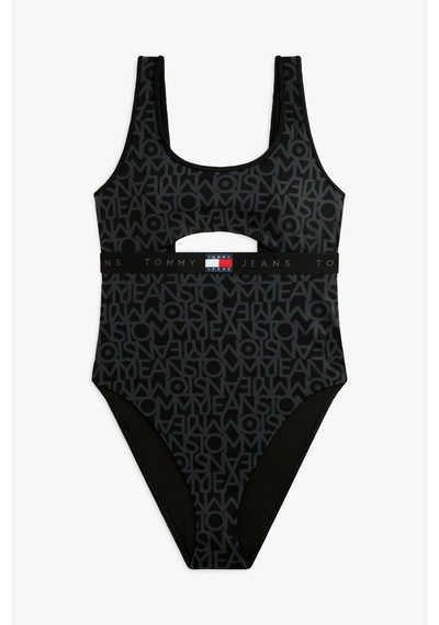 Tommy Hilfiger Kadın Cut Out Op Print Siyah Mayo-16267