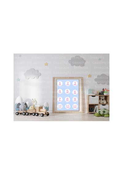 İngilizce 12 Aylık Bebek Etiketi 1-12 Months Kız Çocuk Yeni Doğan Pembe Sticker 4 Cm 84 Adet Çok Renkli