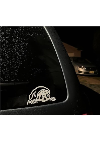 Bagajdan Bakan İskelet Sticker - Araba Oto Motosiklet Karavan Cam Sticker - 00112 12X7 Cm