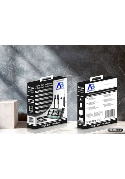 Apollobell Cch25-007 240w Şarj Kablosu + Seyahat Tutucusu