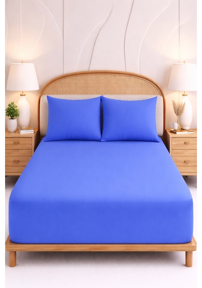 More Home Tek Kişilik Lastikli Çarşaf Seti + Yastık Kılıfı Koyu Mavi koyu Mavi