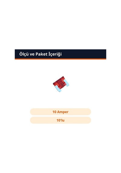 Trobus Oto Sigorta Micro Bıçak Tipi 10 Amper 10'lu Paket Kırmızı Diğer