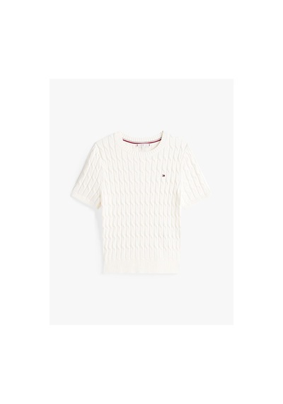 Tommy Hilfiger Co Cable Mıd Gg S/s C-nk Swt Kadın Beyaz Kazak - Ww0ww45656