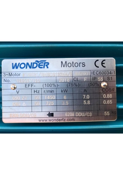 Wonder Imb35 Bg132m Elektrik Motoru 690v 3,5kw/6kw