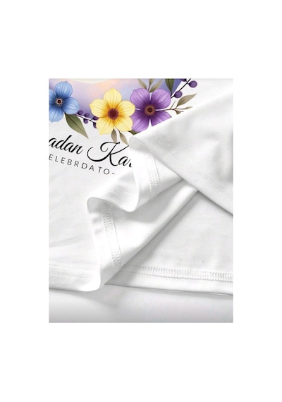 Stil X Ramazan Bayramı Baskılı Kız Çocuk Tshirt, %100 Pamuklu Kumaş Beyaz-5