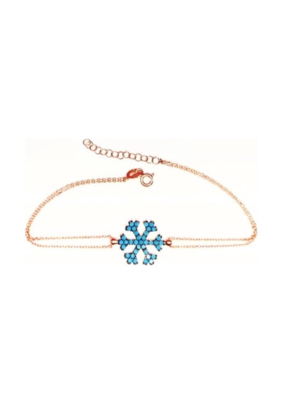 Oriental Kuyumculuk Jewellery Kar Tanesi Gümüş Rose Bileklik Kırmızı
