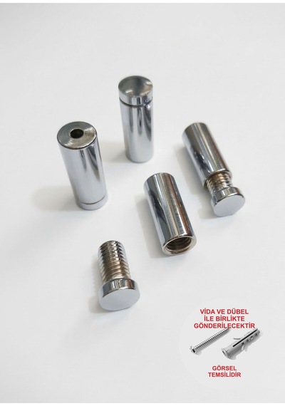 Krom Dekoratif Yükseltme Vidası 13x30mm - 4 Adet Dübel Ve Vida Dahil Diğer
