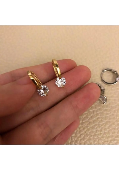 Tek Taş Halka Gold Küpe Şıklığı Ve Zarafeti Bir Arada