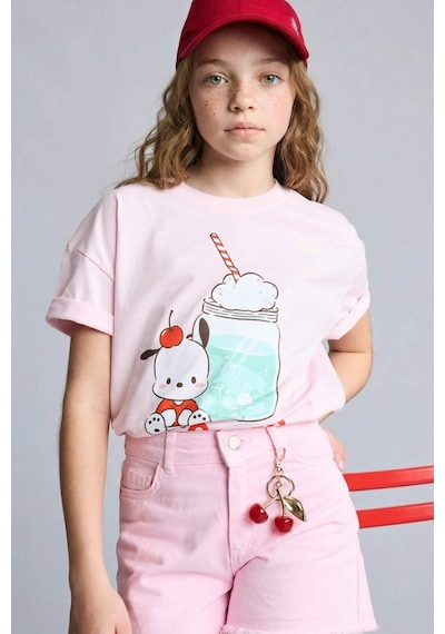 Defacto Pochacco Relax Fıt Bisiklet Yaka Kısa Kollu Tişört Kız Çocuk H3474a826smpn343 Pembe-pn343