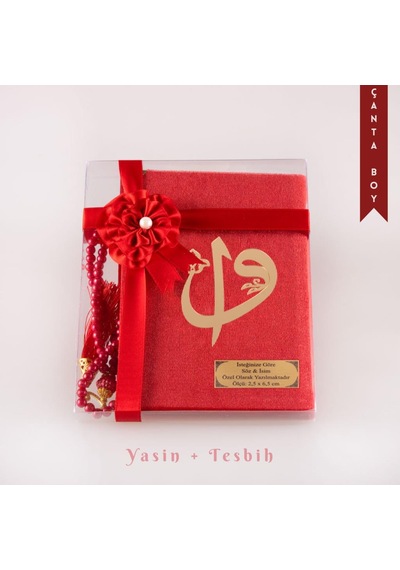 Tesbih + Yasin Hediye Seti Çanta Boy, Elifvav, Raşel, Kırmızı
