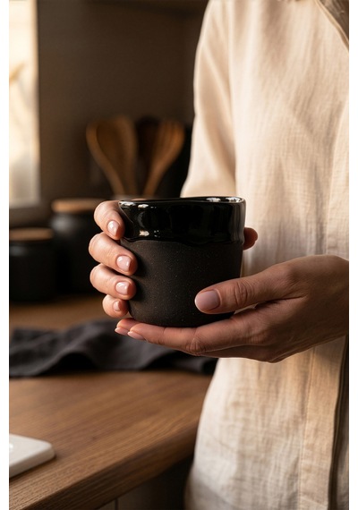 Must Siyah Mavi Stoneware Hareli El Yapımı Mug Fincan 2li Set 8637