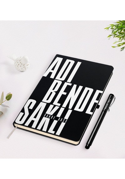 Kişiye Özel Isimli Adı Bende Saklı Tasarımlı Siyah Defter Kalem S