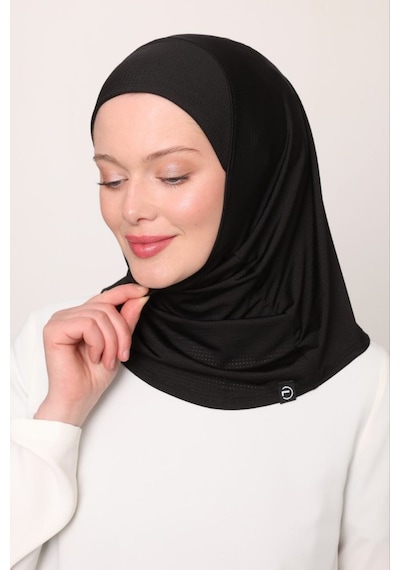 Melodi Scarf Kadın Tesettür Cimafit Nefes Alan Hazır Pratik Hijab Bone Siyah