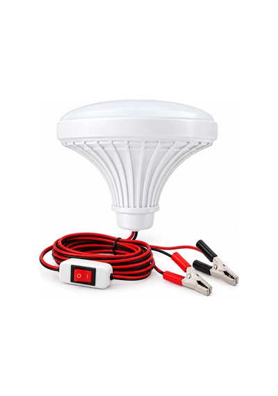 12v Anahtarlı Seyyar Lamba 2 Metre Kablolu Akü Maşalı 24w Beyaz Led Ampul Dc 12 Volt Aküler İçin