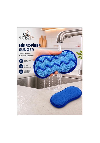 Çift Taraflı Mikrofiber Bulaşık Ve Temizlik Süngeri Çizmez Mutfak Ve Tezgah Süngeri