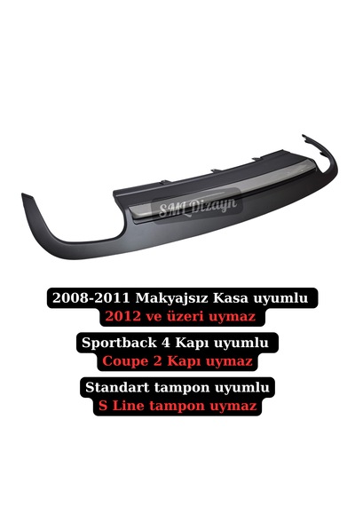 2008-2009-2010-2011 Audi A5 Difüzör Difizör 4 Kapı Standart Tampon Uyumlu