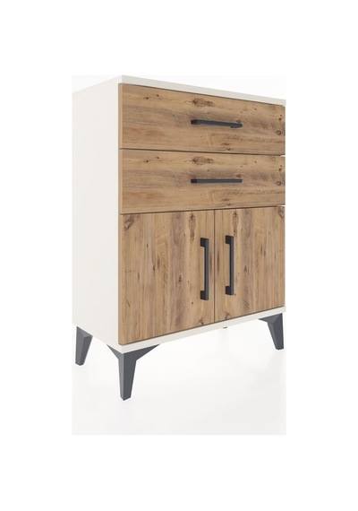 Arges Komodin Tek Raflı 2 Çekmeceli 2 Kapaklı 60x30x80 Aytaşı-çam Aytası