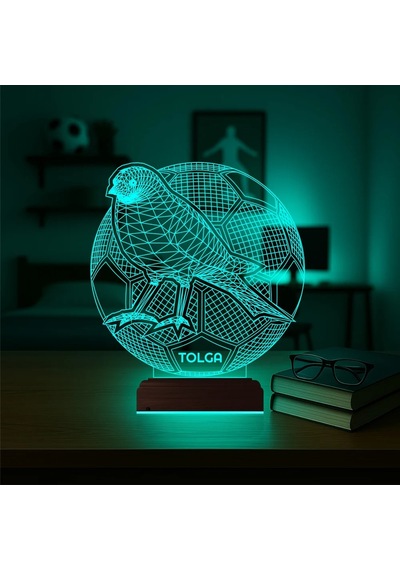 Luvivia Sarı Kanarya Futbol Topu Taraftar Kişiye Özel 3d Lamba - Masa Gece Lambası Şeffaf