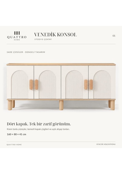 Venedik Konsol Krem Ahşap