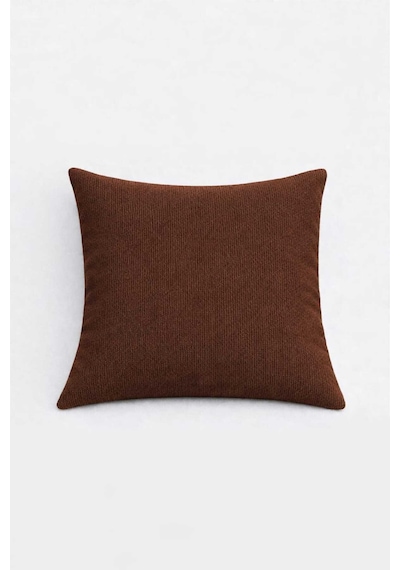 Kadife Dokulu Koyu Kahverengi Kırlent Yastık Kılıfı 2 Adet 45 X 45 Cm
