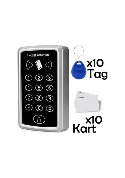 Sonex Rfid Şifreli Kapı Kilidi Kartlı Geçiş Kontrol Göstergeç Sistemi + 10 Tag + 10 Kart