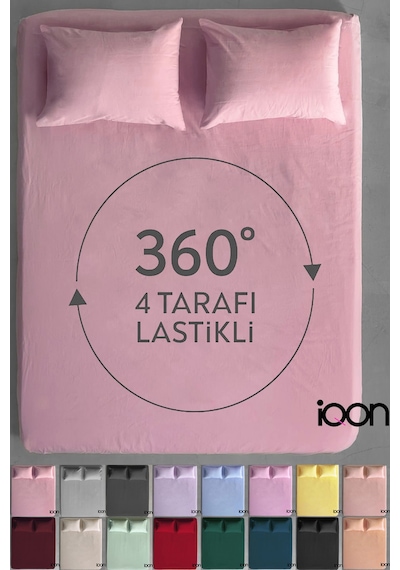 İqon Ranforce Dokuma Lastikli Çarşaf Takımı Tek Kişilik - 21 Renk Gül Kurusu