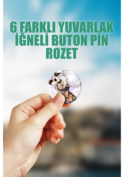 Iansan Genshin İmpact Çanta Süsü Rozet İğneli Buton Rozet Seti 6 Adet Çok Renkli