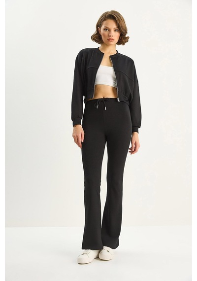 Shade Kadın Yarasa Kol Crop Hırka İspanyol Pantolon Modal Alt-üst Takım 4059 60283731 - Siyah