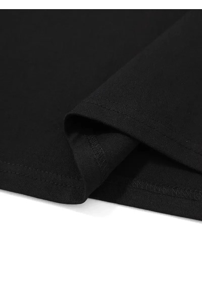 Erkek Tişört Palmiye Baskılı Bisiklet Yaka Kısa Kol Yazlık T-shirt - Siyah