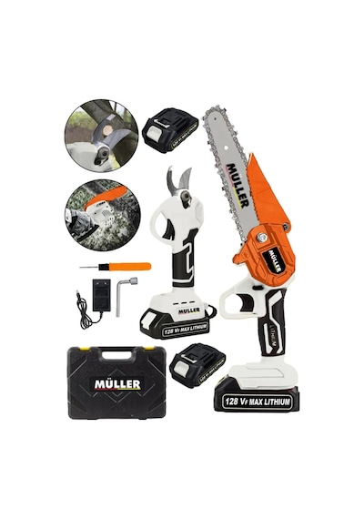Pro Müller Shark 1800 Çelik Şanzuman Çift Akülü 17 Cm Dal Budama Ve 32 Mm Dal Kesme Makinesi Seti