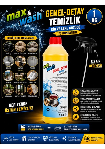 1 Kg Genel Detay Temizleyici 1/3 Konsantre Çok Amaçlı Araç İçi Ve Dışı Temizleyici Profesyonel Oto Kuaför Ürünü