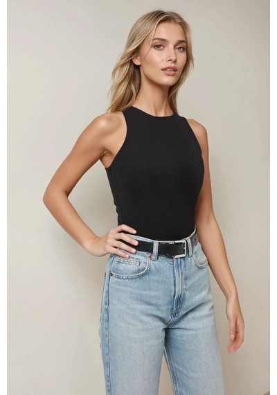 Hiccup Halter Yaka Slim Fit Bodysuit Siyah