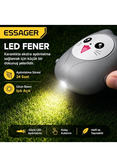Essager 130 Db Kişisel Güvenlik Alarmı Led Fenerli, Çekmeli Acil Durum Alarmı, 450mah Şarjlı Taşınabilir Anahtarlık