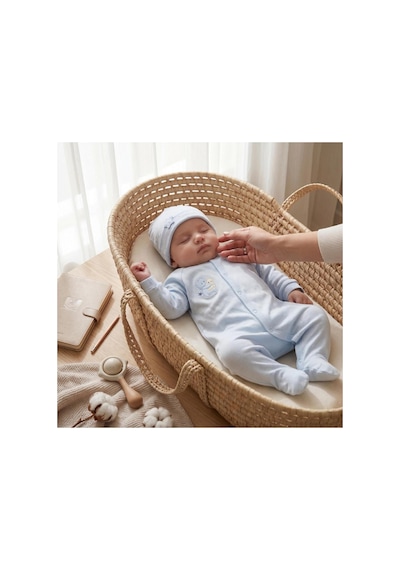 Altıntaş Baby Caramell Özel Kutusunda Yıldızlı Ayıcık Tulumlu 4'lü Set Mavi Mavi