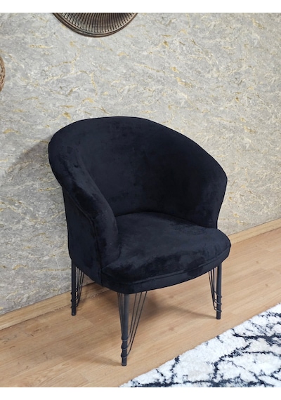 Zafir Tekli Teddy Siyah Boyalı Telli Ayak Çay Seti Koltuk Tekli Berjer , Balkon, Salon, Ofis Siyah