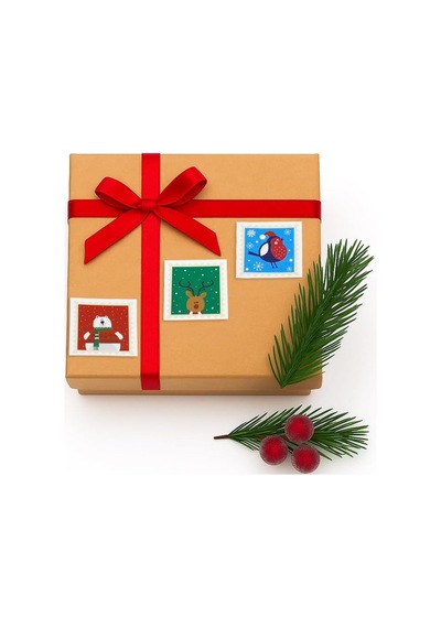 Lexroo 24 Adet Kare Yılbaşı Etiketi 4x4 Cm Noel Sticker Seti 6 x 6 CM
