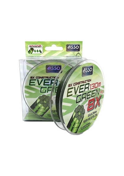 Asso Evergreen 8x 130mt İp Misina 0,18mm - Standart