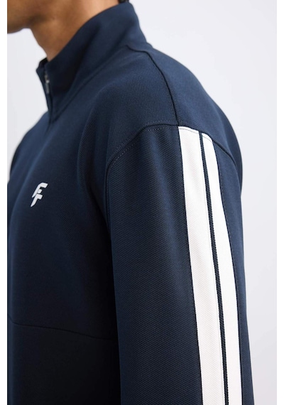 DeFacto Lacivert DeFactoFit Standart Fit Dik Yaka Yarım Fermuarlı Sporcu Sweatshirt D1953AX24AUNV146