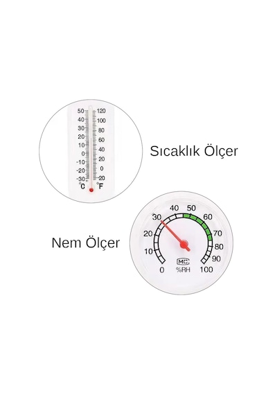 Ayt Powermaster Pm-24665 Sıcaklık Nem Ölçer Analog Termometre -20 +50 Derece Arası Ölçüm Ev Duvar Tipi