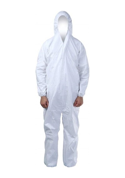 Tek Kullanımlık Nonwoven Kumaş Fermuarlı Koruyucu Tulum 25 Adet Beyaz