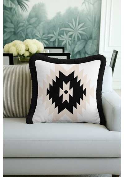 Etnik Geometrik Saçaklı Yastık Kılıfı - Bohem Siyah Krem Modern Püsküllü Kırlent Kılıfı Dumanlı Fırtına Mavisi Etnik Geometrik Saçaklı Yastık Kılıfı - Bohem Siyah Krem Modern Püsküllü Kırlent Kılıfı Dumanlı Fırtına Mavisi