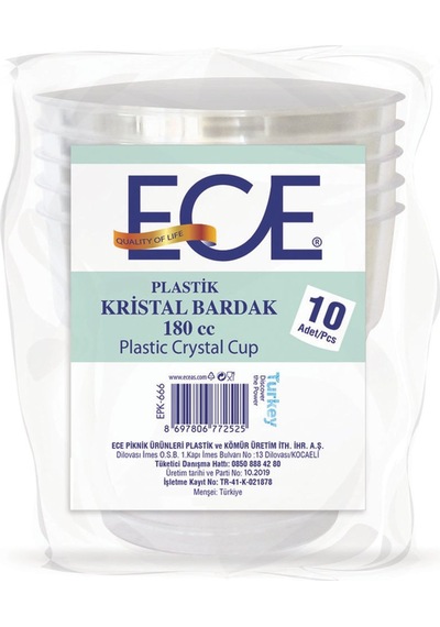 Ece Kristal Bardak 10'lu 180 Cc Çok Renkli