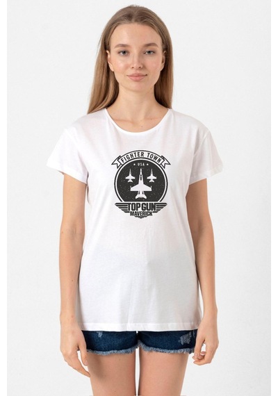 Top Gun Maverick Fighter Town Beyaz Kadın Bisikletyaka Tshirt 001