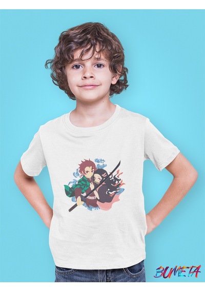 Bumeta Demon Slayer Karakter Baskılı Çocuk Tişört 3'lü Set Beyaz